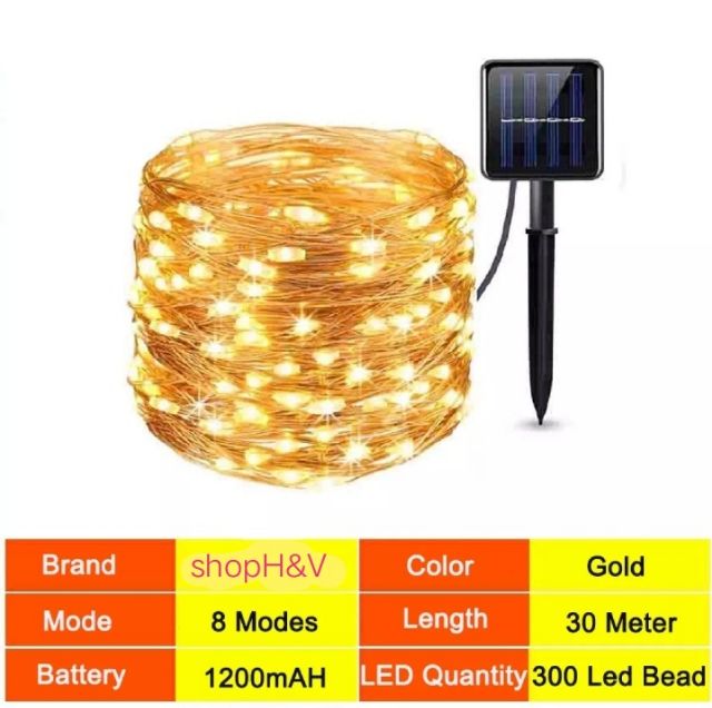 • HCM •Dây Đèn LED Đom Đóm Fairy Light 12/22/32/42M Năng Lượng Mặt Trời