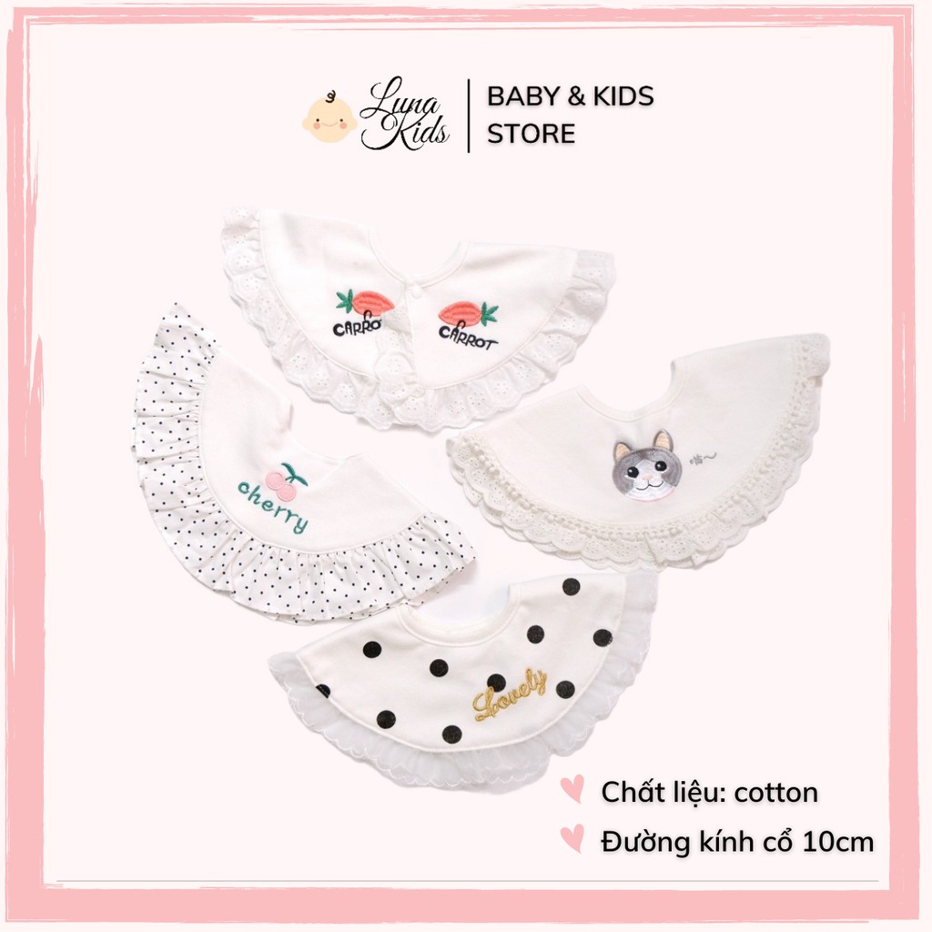 Yếm tròn xoay 360 style Hàn Quốc cao cấp cho bé, bé sơ sinh, bé gái - LunaKids [Ảnh thật]