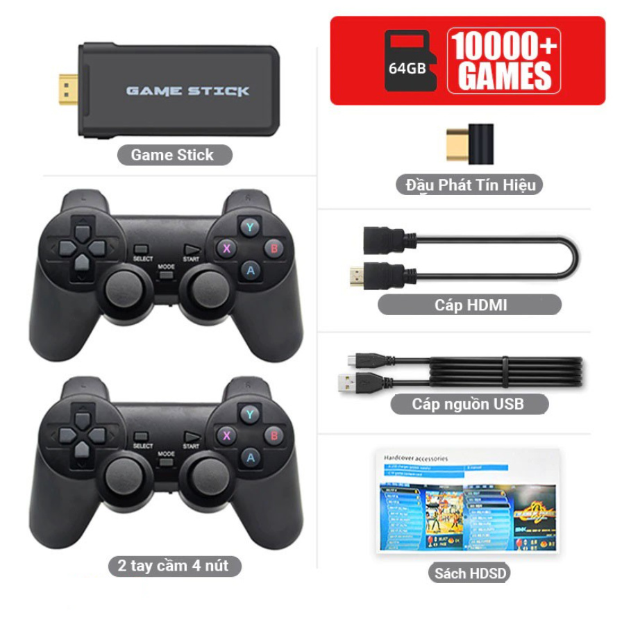 Máy Chơi Game Không Dây PS 3000 - Bản 64G - 10000 Game - Chế Độ 4K - Kết Nối HDMI Với Tivi - Bảo Hành 6 Tháng