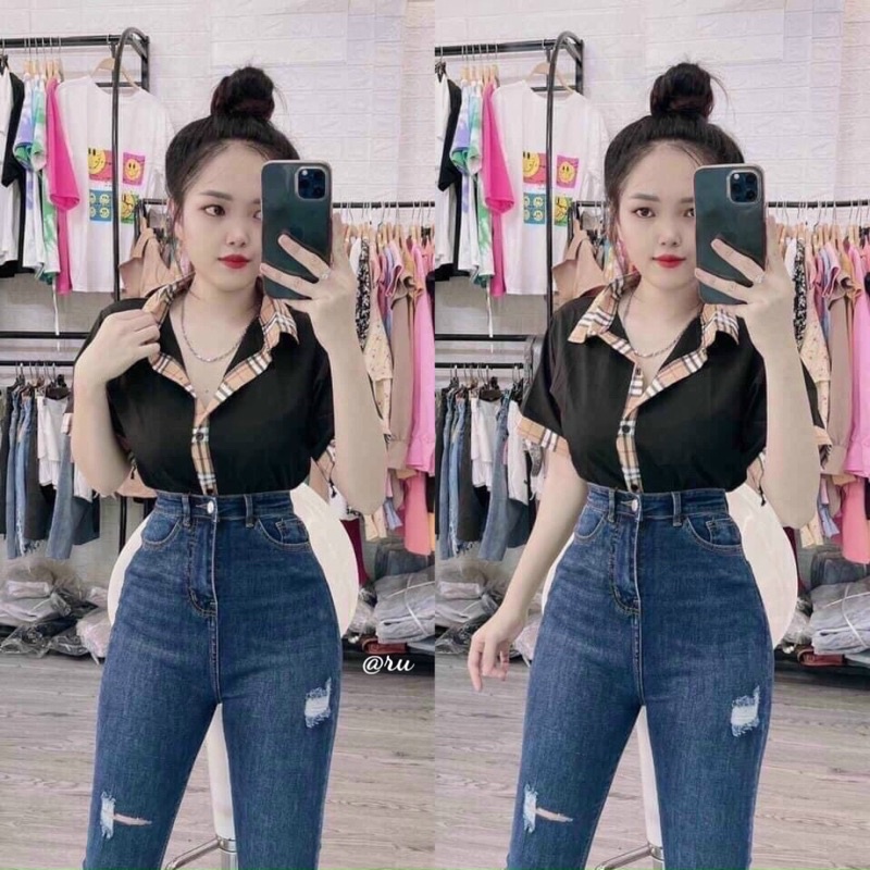 SƠ MI KATE PHỐI VIỀN 01