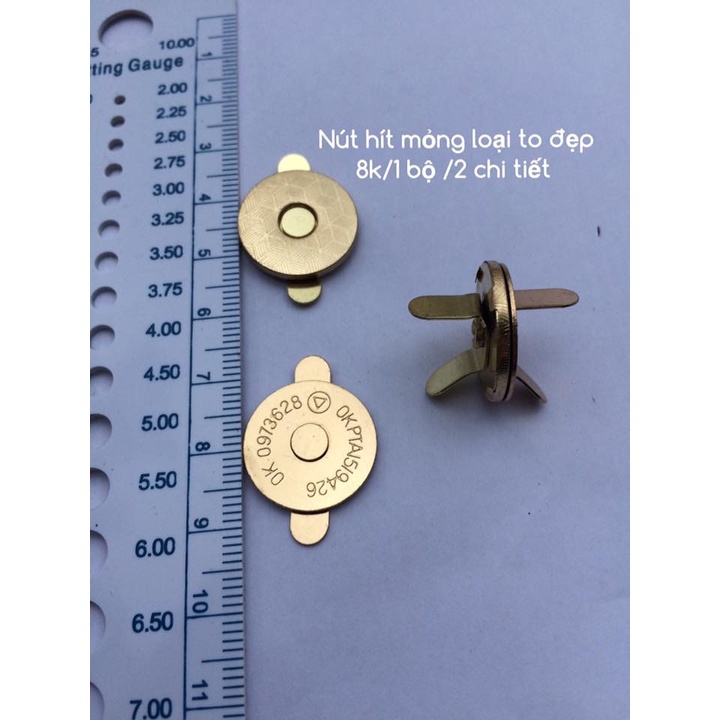 Nút hít cài nam châm loại dày , lực hút mạnh không bong nút khi sử dụng ,1bộ gồm 1 nắp lồi và 1 nắp lõm