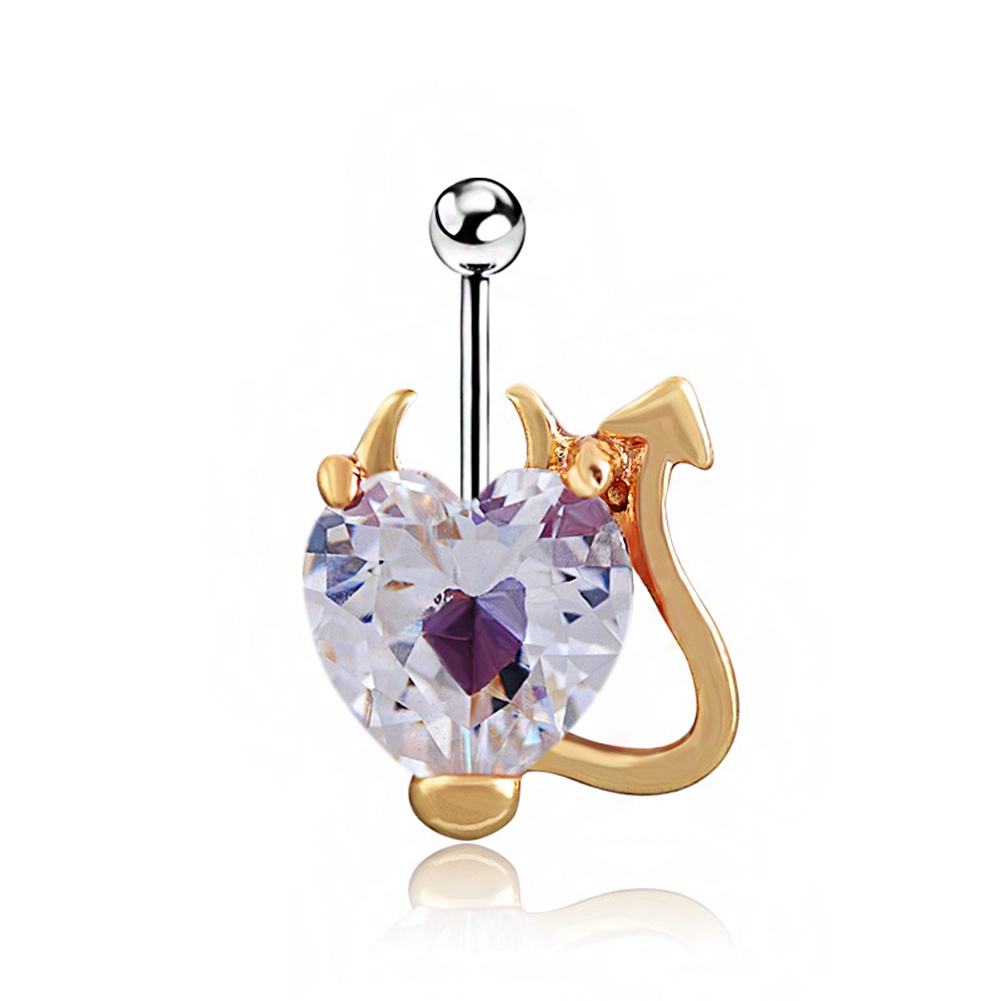 Khuyên RốN HìNh Tim ĐíNh Đá BằNg ThéP Không Gỉ