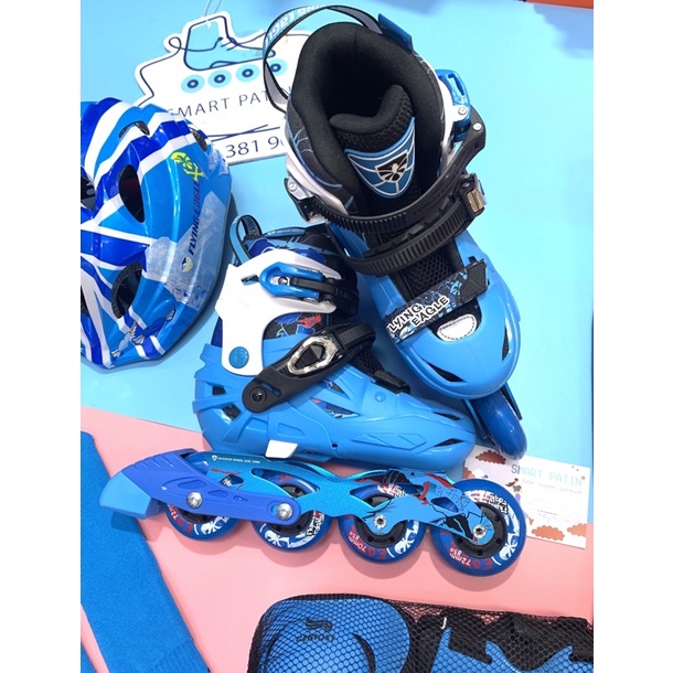 Full combo giày patin Flying Eagle s5s+ màu xanh cao cấp