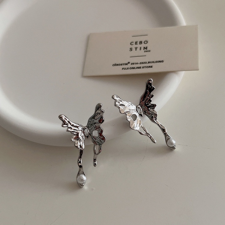 Bông Tai Dạng Lỏng Hình Bướm Đính Ngọc Trai Phong Cách Harajuku 19A1738