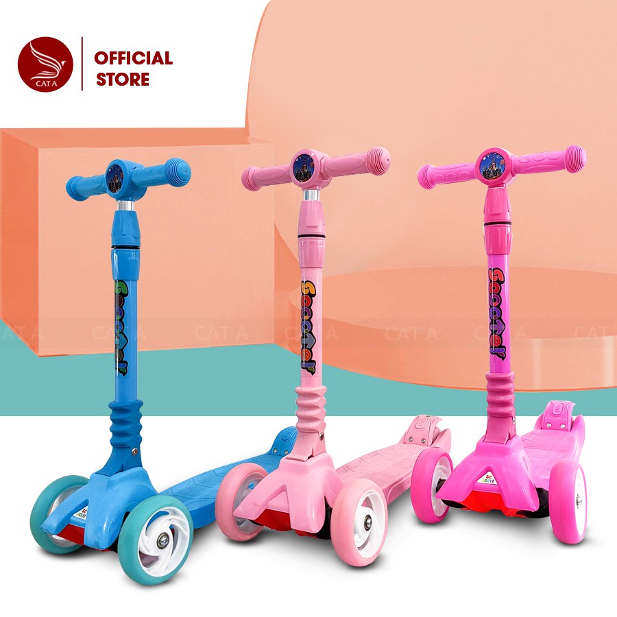 [HÀNG CHÍNH HÃNG] XE SCOOTER JC750 HÀNG XUẤT CAO CẤP -  Bánh xe cao su có đèn phát sáng, gấp gọn, tải trọng cao !