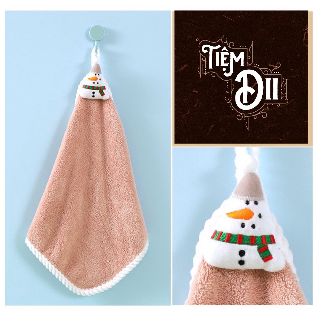 Khăn Lau Tay Mini Treo Tường Kèm Gấu Bông Mini Khăn Gấu Cute Tặng Noel Khăn Tay Siêu Thấm Tiện Lợi Họa Tiết Dễ Thương