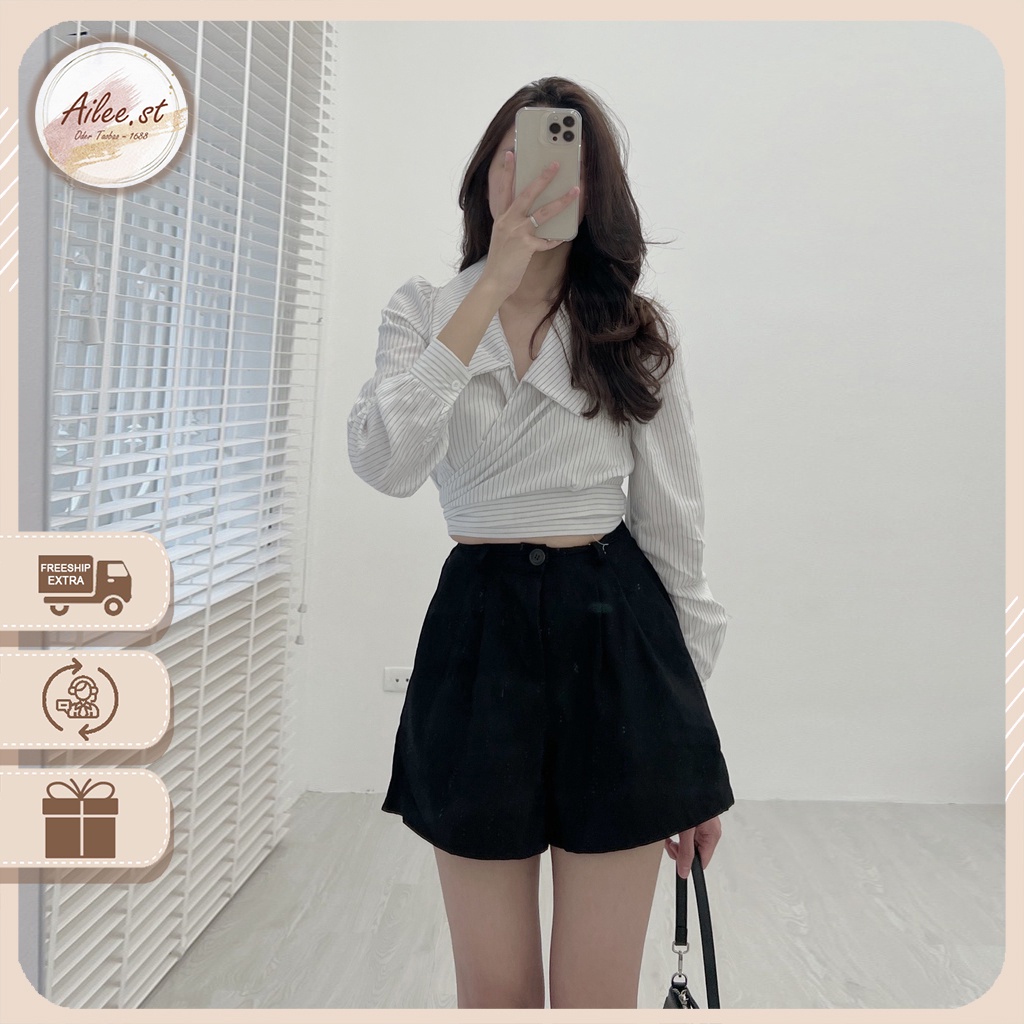 Quần Short Đũi Quần Đùi Đũi Dáng Váy Xoè Lưng Chun Co Giãn Cạp Cao Ống Rộng Xếp Ly Ailee SHORT NU 001