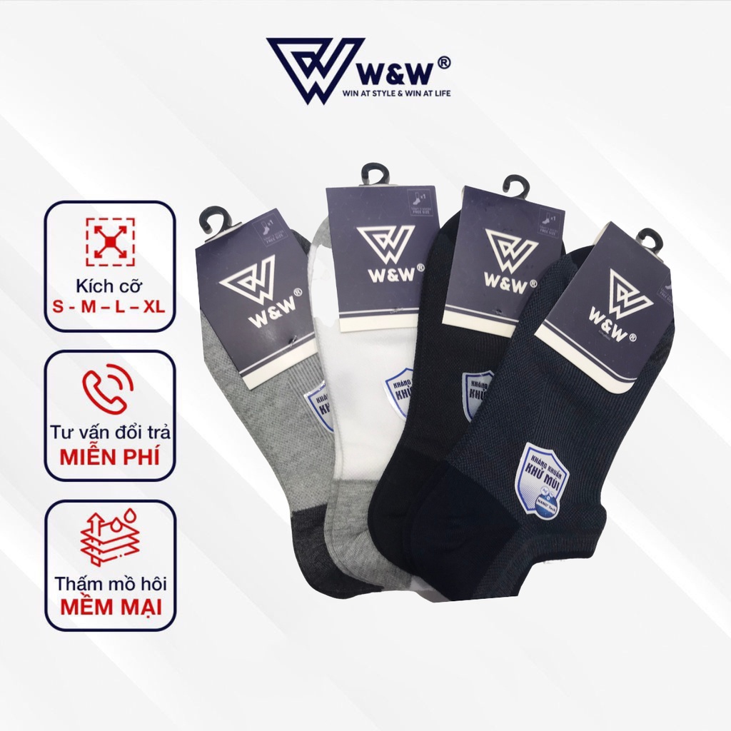 Tất Nam Ngắn Cổ W&amp;W Cotton Cao Cấp Giữ Ấm, Mềm Mịn, Kháng Khuẩn WM31
