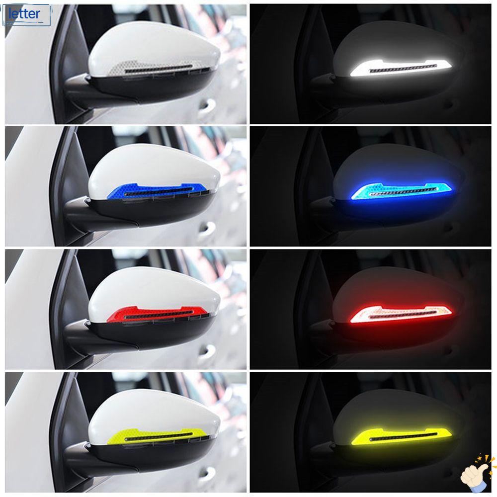 LETTER Universal Safety Warning Mark Carbon Fiber  Epoxy Stickers Car Reflective Strips New Car Styling Accessories Car Exterior Decorative Traceless Rearview Mirror/Multicolor
