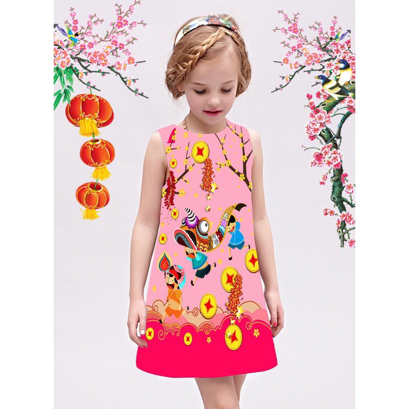 ĐẦM GẤM CAO CẤP CHỮ A CHO BÉ HÌNH LÂN VUI XUÂN NGÀY TẾT(màu hồng phấn)
