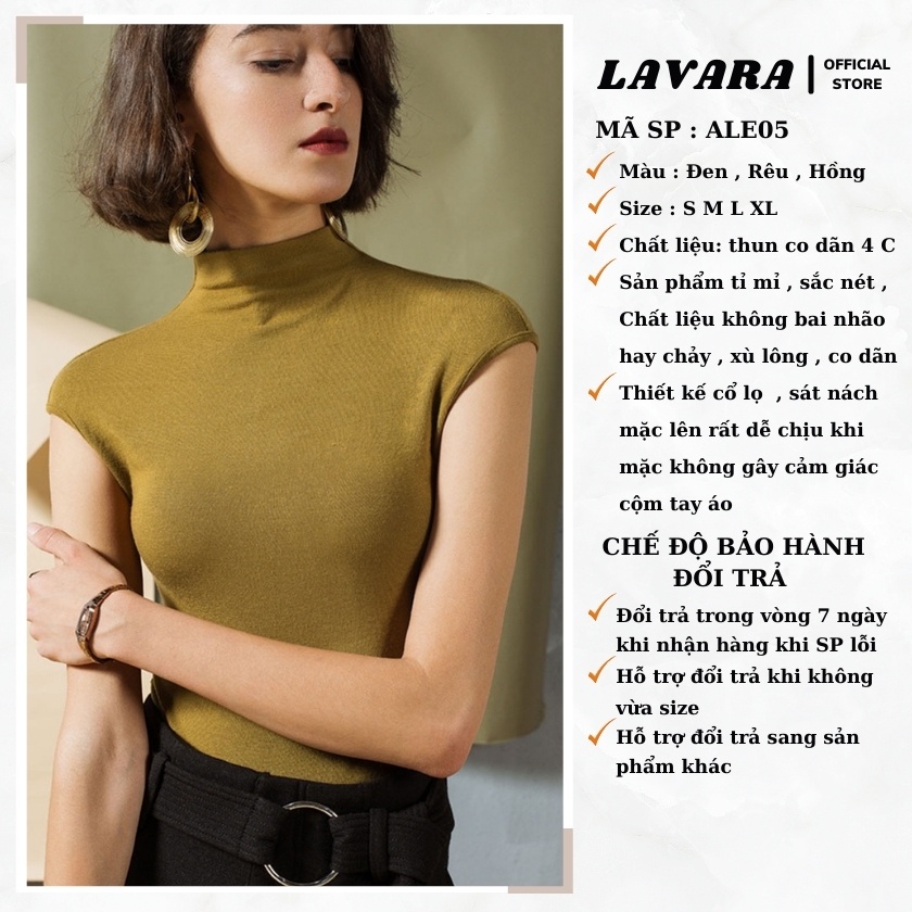 Áo giữ nhiệt cổ 3cm sát nách phong cách Hàn Quốc bigsize LAVARA ALE05