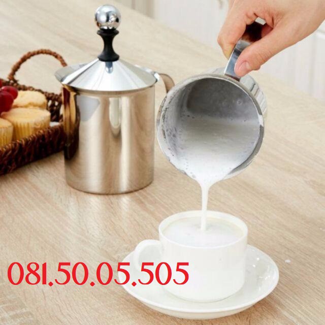 Ca đánh sữa lạnh latte dung tích 400ml 800ml chất liệu inox không gỉ sáng bóng