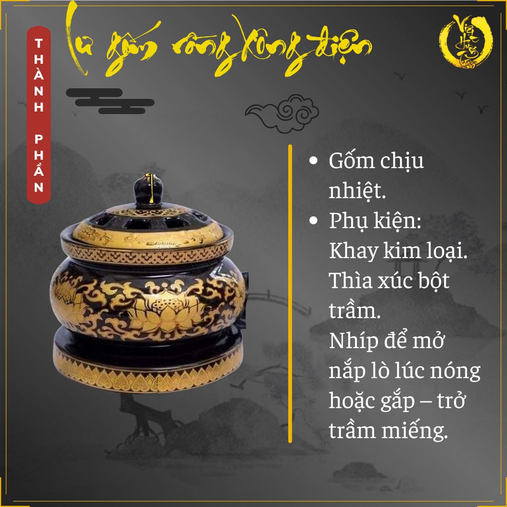 Lư đốt trầm điện gốm rồng Việt Hương Trầm - Tinh tế sang trọng, vệ sinh dễ dàng, nhỏ gọn tiện lợi