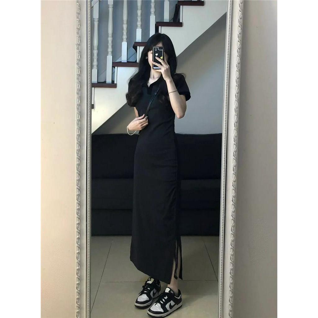 62806 Phong Cách Mới Đầm Ôm Cổ polo