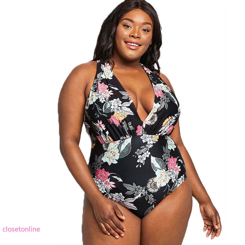 Áo tắm một mảnh cỡ lớn trang trí hoa xinh xắn cho nữ | BigBuy360 - bigbuy360.vn