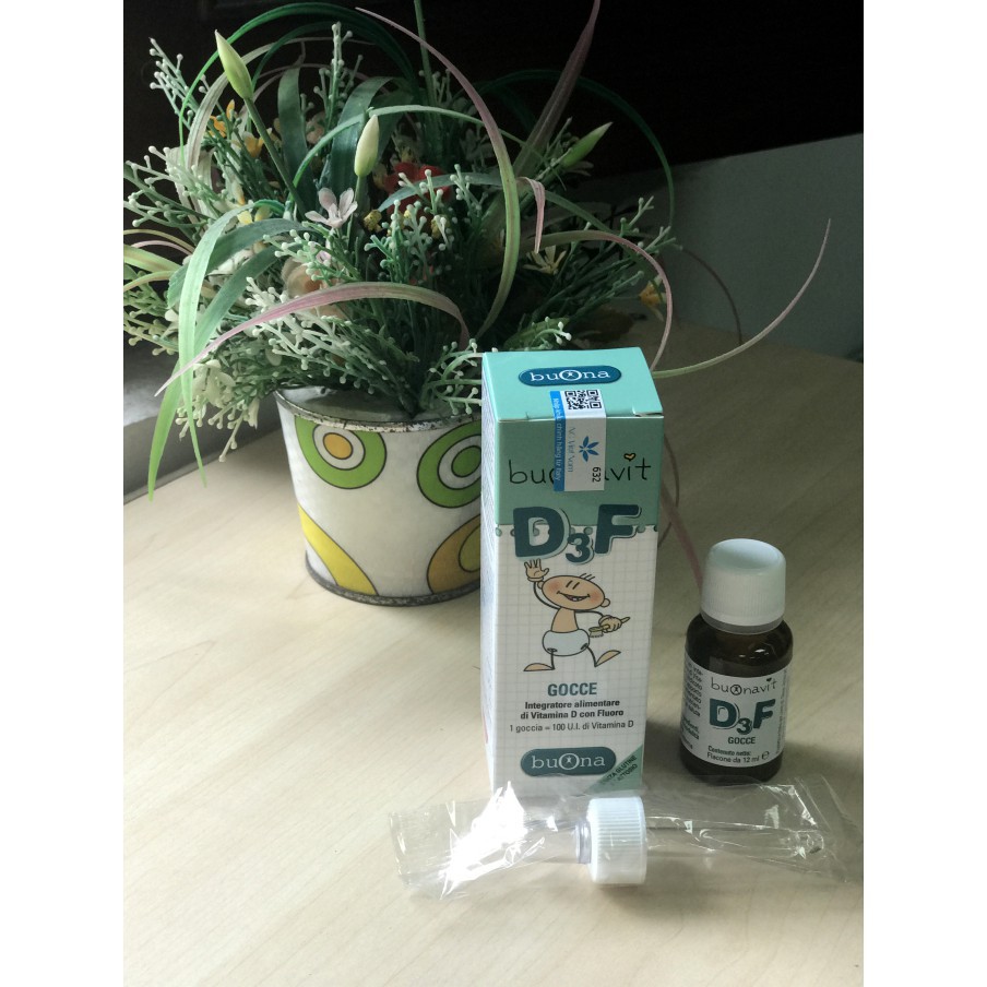 [GIÁ GỐC]Vitamin D3 và Flor dạng nhỏ giọt Buonavit D3F, lọ 12ml.