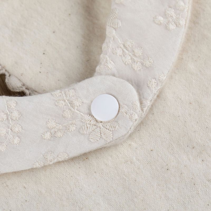 Yếm Ăn Cotton Siêu Thấm Hút Không Gây Dị Ứng Thêu Họa Tiết Tinh Tế Tiện Dụng Cho Bé