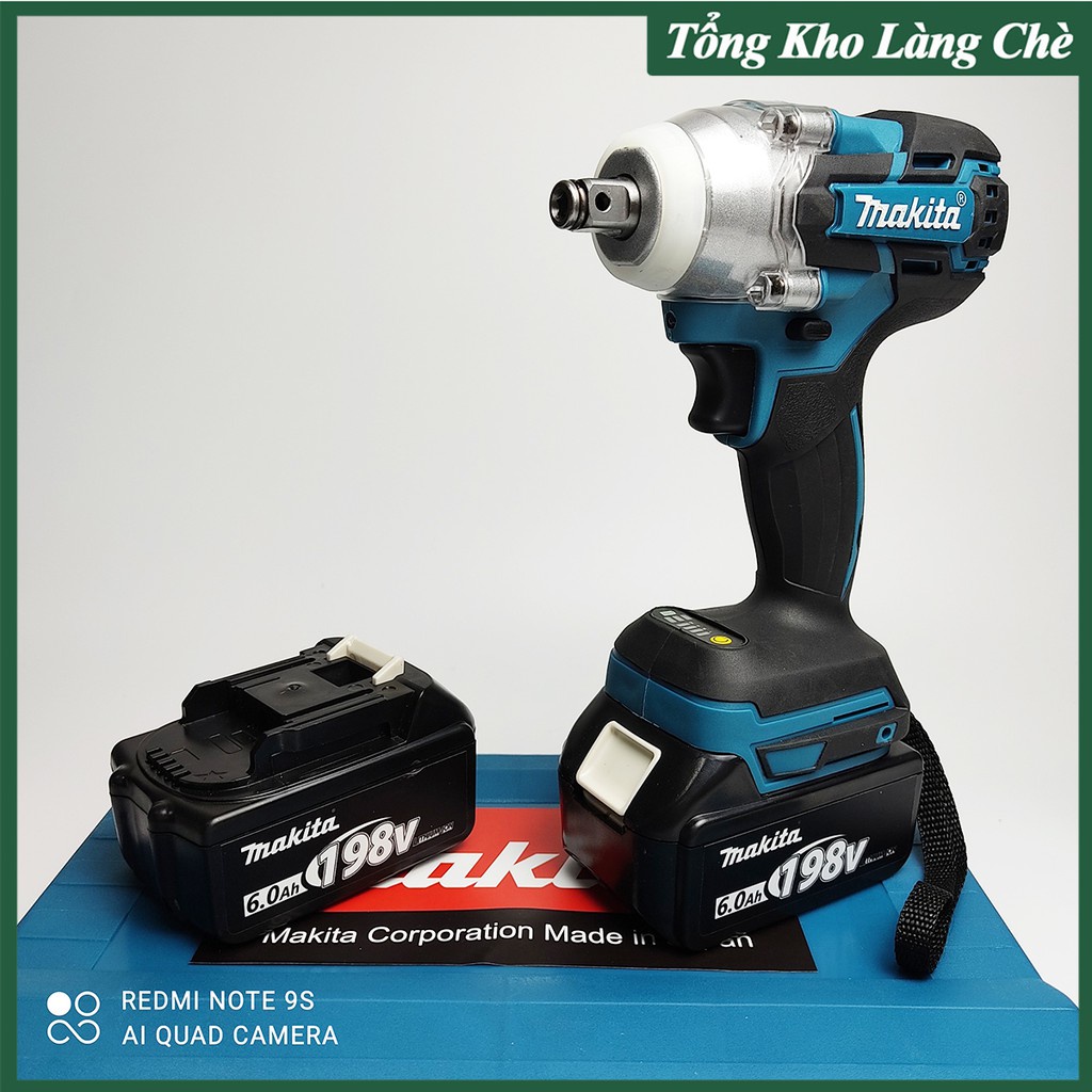 Máy Siết Bulong Pin Makita 198V Lõi Đồng Không Chổi Than Tặng Kèm Khẩu 22 Mở Ốc