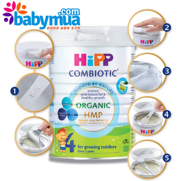 Sữa Hipp Organic combiotic HMP hữu cơ số 1 2 3 4 |350g-800g | mẫu mới - công thức mới