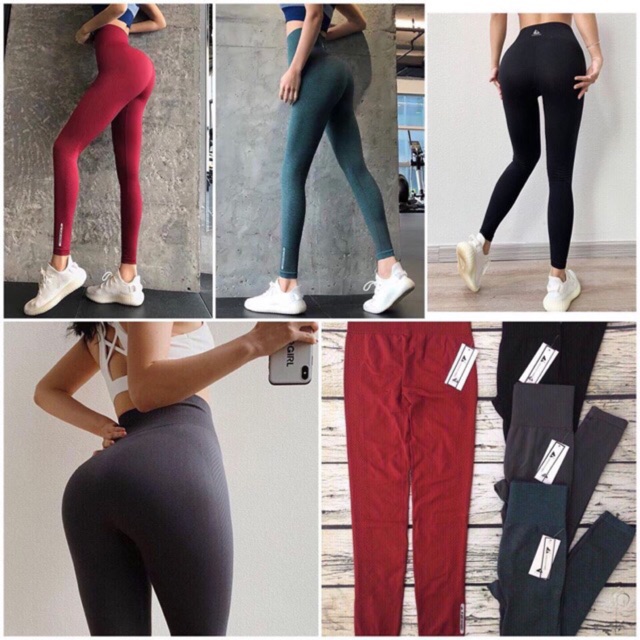 Quần dệt gân lưng cao tập gym nữ