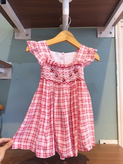 Đầm smock caro đỏ MK063
