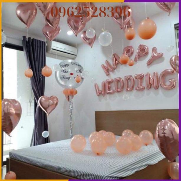 SET TRANG TRÍ PHÒNG CƯỚI TONE MÀU HỒNG GOLD ( tặng bơm keo)