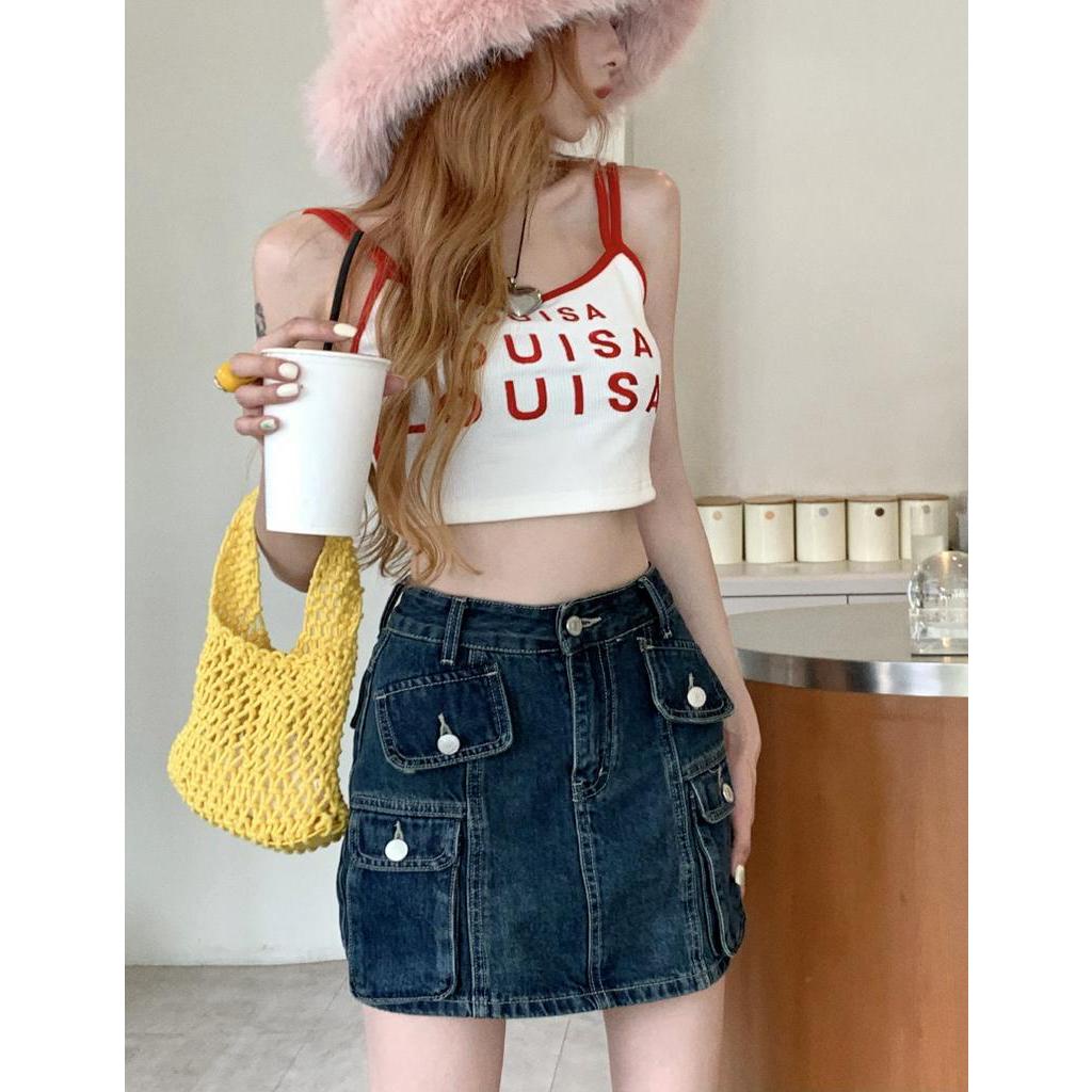 62976 Mùa Hè Retro Váy Denim Lót