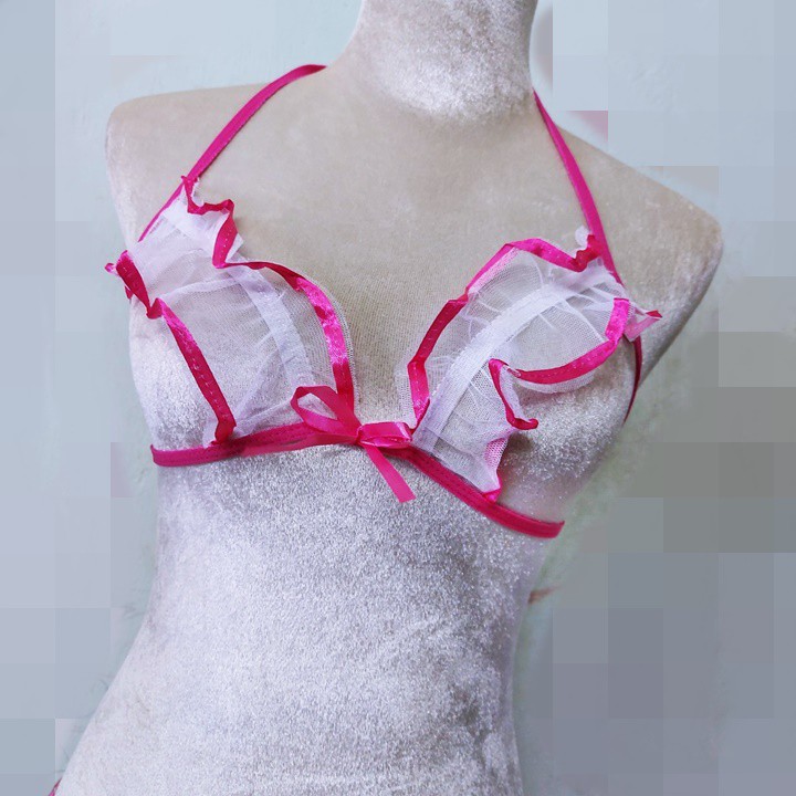 [Sỉ-Rẻ] Bộ đồ lót sexy hở nửa ngực viền hồng [Lẻ-Sỉ]