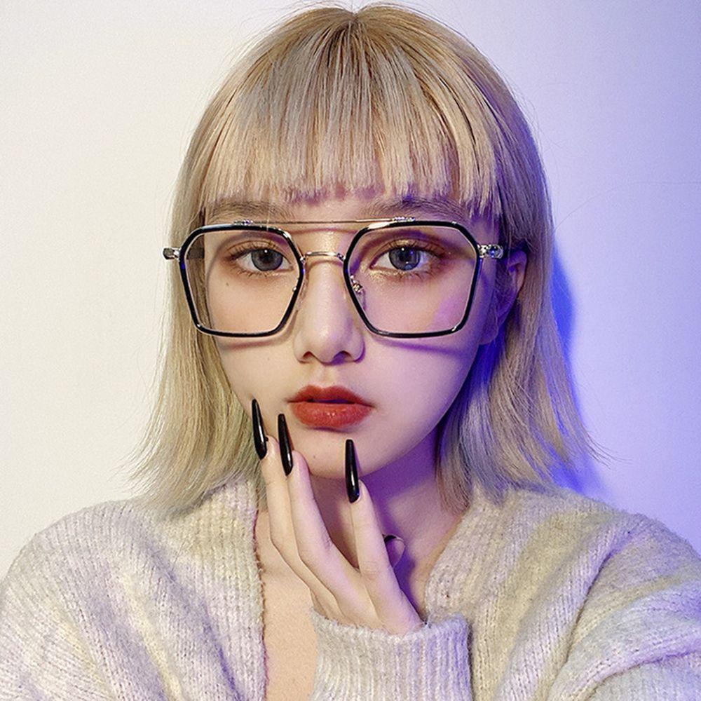 Kính Chống Ánh Sáng Xanh Tròng Vuông Đôi Cỡ Lớn Cho Nam Nữ