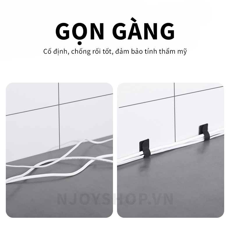 Dây Quấn Cáp Sạc Velcro Njoy Giúp Cố Định Dây Điện, Tai Nghe, Chống Rối Tiện Lợi Chất Liệu Keo Siêu Dính