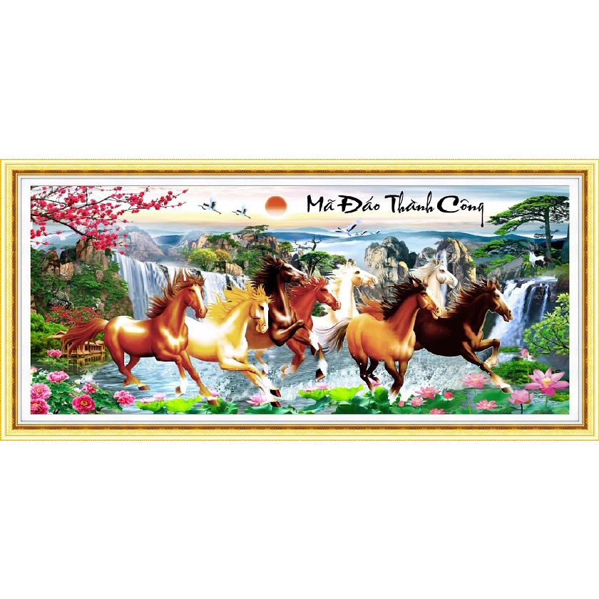 TRANH THÊU MÃ ĐÁO THÀNH CÔNG MN0103 (150X70) MN0104 (200X90) - tranh chưa thêu