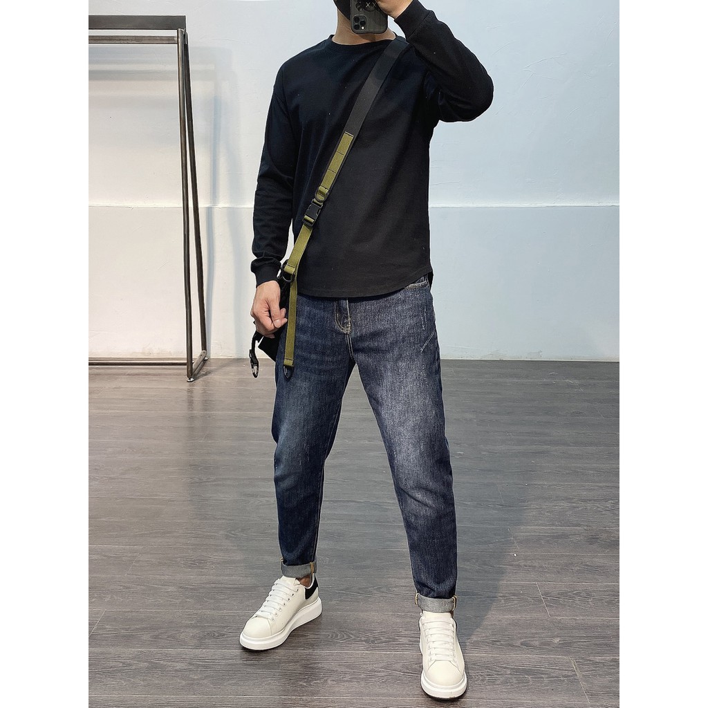 Áo thun nam dài tay vạt bầu sweater chất cotton mềm thoáng mát 100% | BigBuy360 - bigbuy360.vn