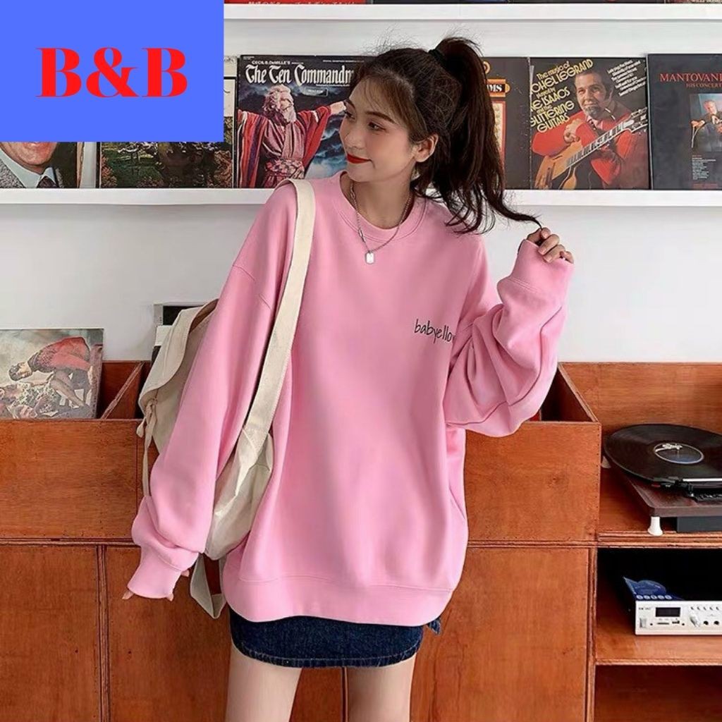 ÁO SWEATERNIR UNISEX BAYBYELLOW FORM NỮ CHẤT VẢI NỈ NHIỀU MÀU CỰC ĐẸP