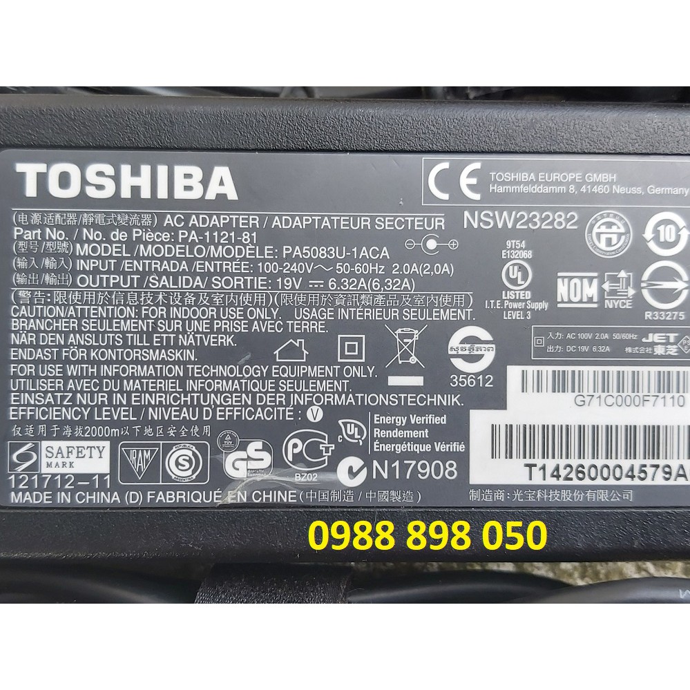 adapter 19V 6.32A Toshiba