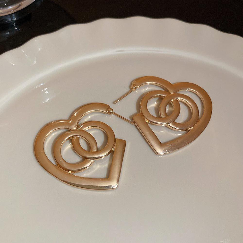 Khuyên Tai Dáng Dài Mặt Hình Trái Tim Phong Cách Vintage Cho Nữ