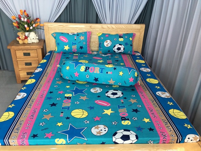 Bộ drap thun❤️FREESHIP❤️ga thun lạnh Hàn Quốc mẫu trái banh( 1 ga, 2 áo nằm, 1 áo ôm)