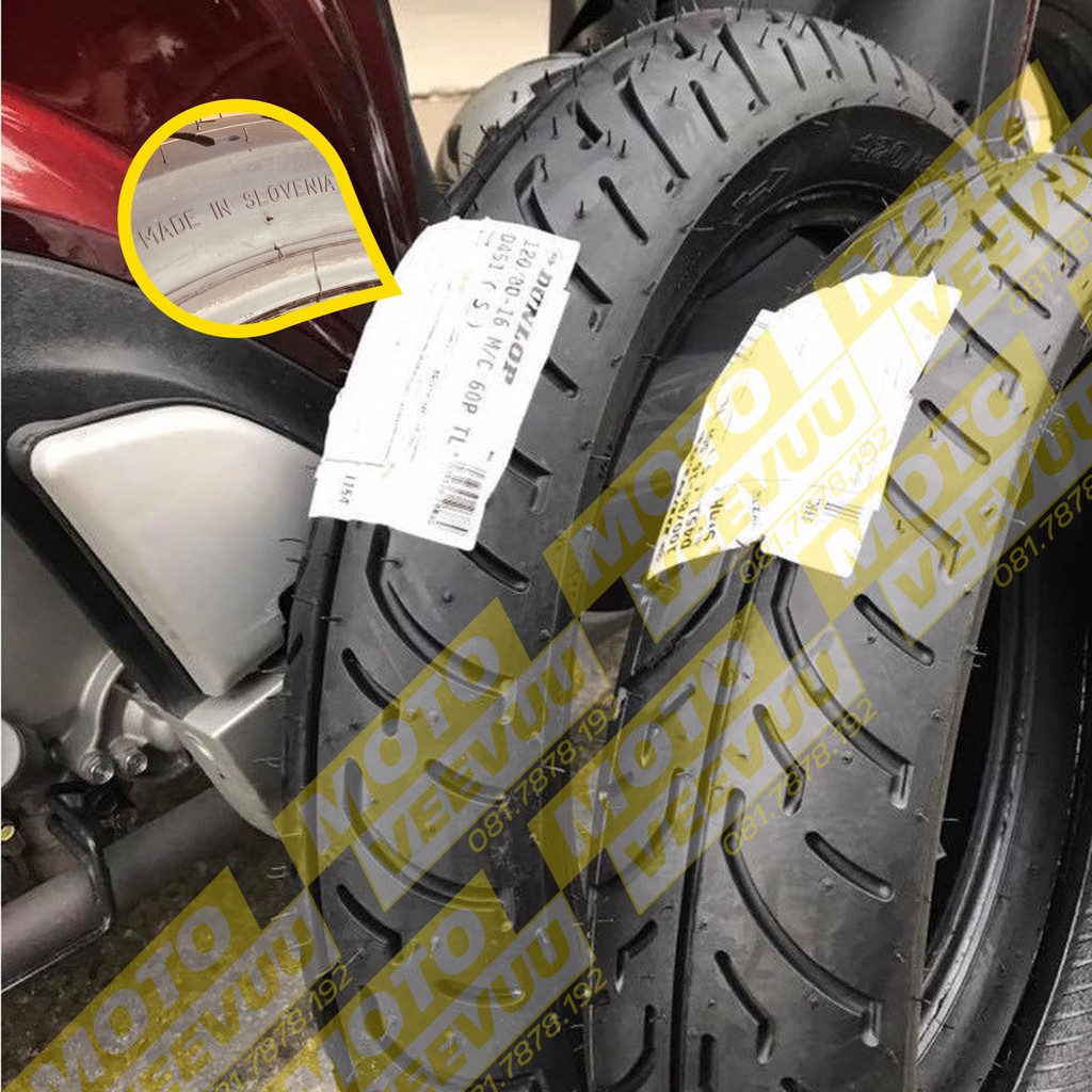 Cặp vỏ lốp Dunlop 100/80-16 & 120/80-16 D451 TL SLOVENIA