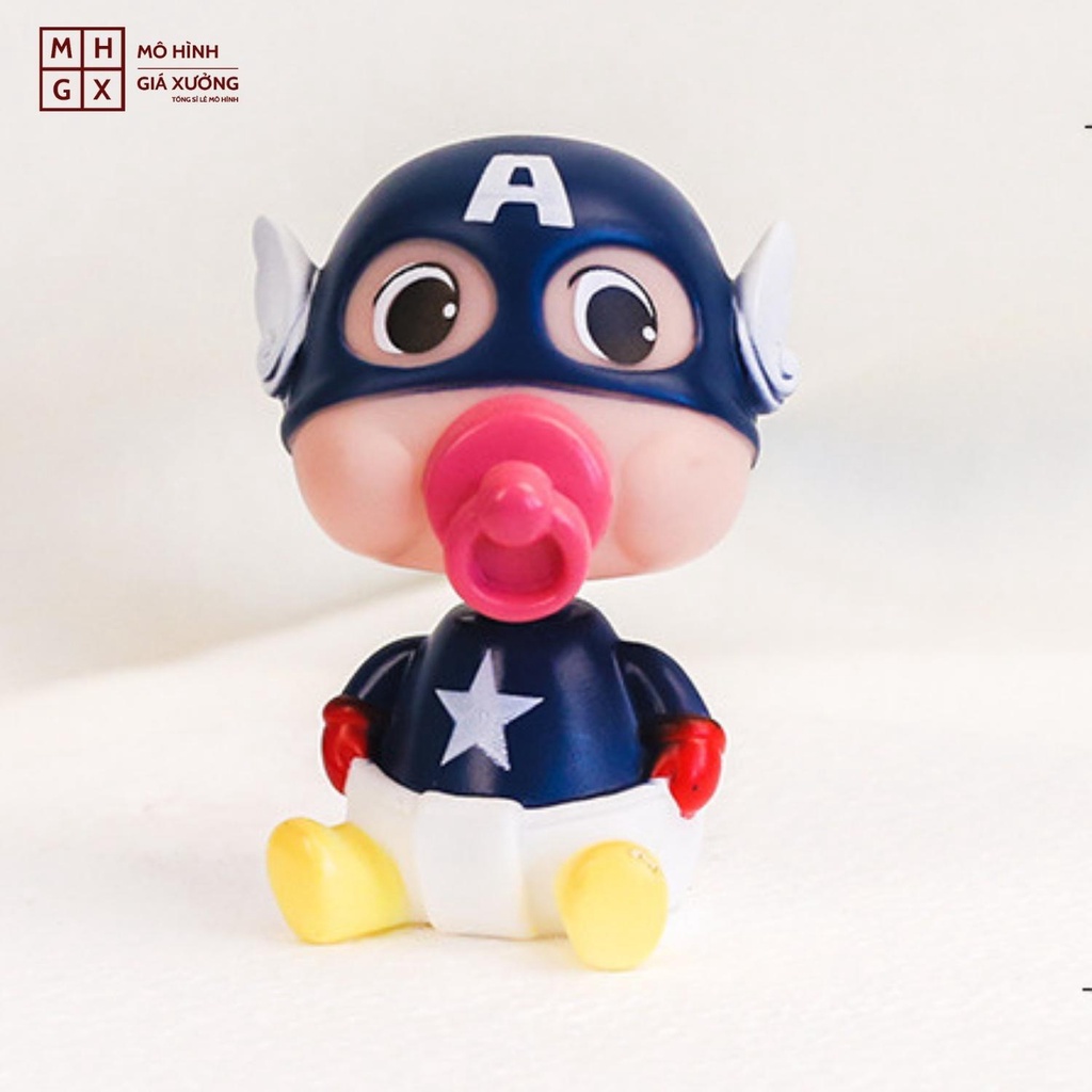 Mô Hình Lắc Đầu Captain baby Avengers - Trang Trí xe hơi - Trang trí bàn học - Bàn làm Việc - Quà Tặng