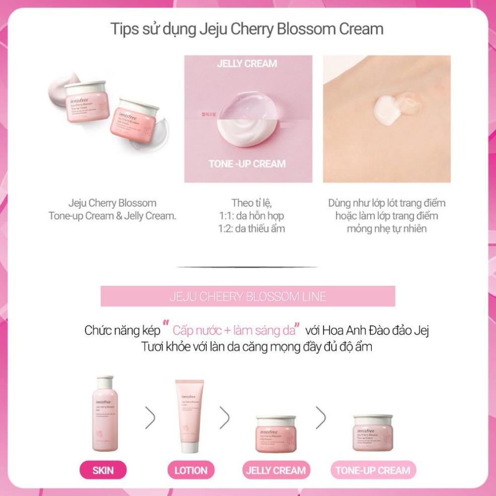 Freeship Kem dưỡng ẩm - Kem dưỡng da ban đêm từ hoa anh đào đảo Jeju innisfree Cherry Blossom Jelly Cream Hàn Quốc 50ml