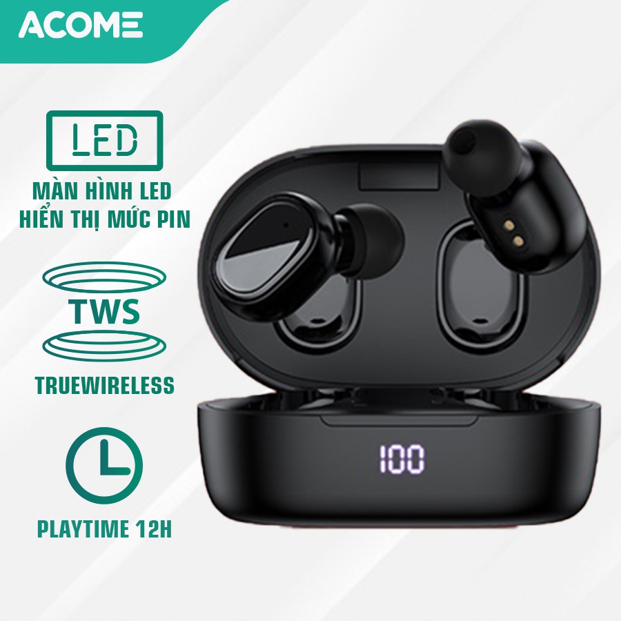 Tai Nghe Không Dây ACOME Airdots T1 Bluetooth 5.0 Màn Hình LED Play Time Lên Đến 12h - Âm Thanh Sắc Nét - BH 12 THÁNG