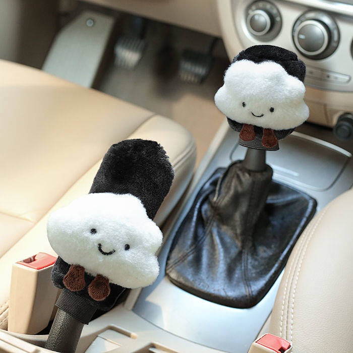 Car Handbrake Sleeve Shift Knob Cover Cute Soft Plush Car Interior Decoration Armrest Gloves Hanging Gear Lever Cover Universal Female jh1Q