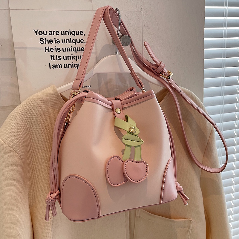 IELGY Túi Đeo Vai Hình Xô Phối Màu Phong Cách Cổ Điển Thời Trang Cho Nữ