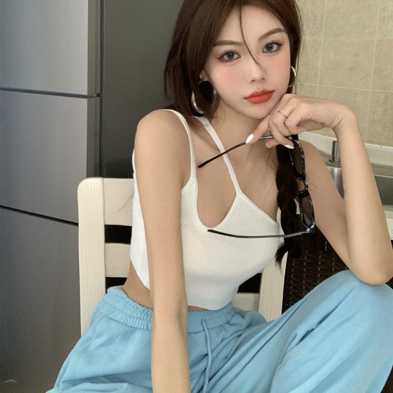 SUXI Áo Croptop Dệt Kim Thiết Kế Trễ Vai Quyến Rũ