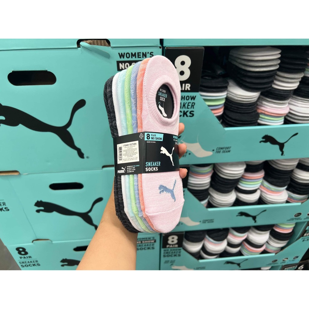Set 8 đôi tất vớ nữ cổ thấp Puma có phom dáng đẹp ôm chân chất mềm mịn mỏng vừa phải - EDS Hàng Mỹ
