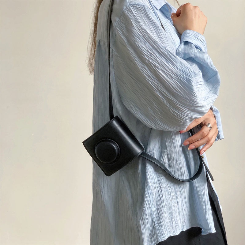 Túi đeo chéo IELGY màu trơn phong cách retro thời trang cho nữ