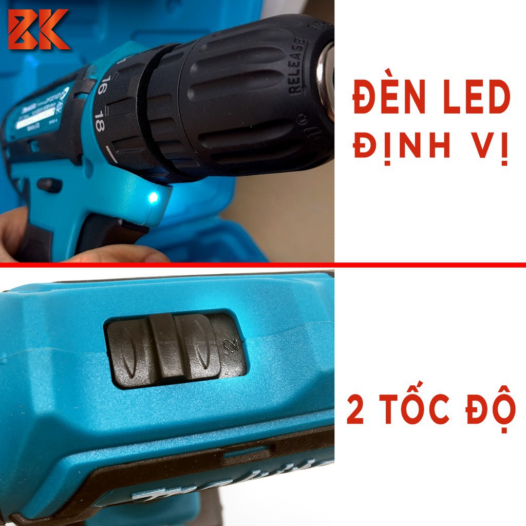 Máy Khoan Pin Makita 24V 2 Chức Nằng - Khoan Bắt Vít Cầm Tay - 100% Lõi Đồng