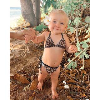 Bộ Đồ Bơi 2 Mảnh Họa Tiết Da Báo Cho Bé Gái