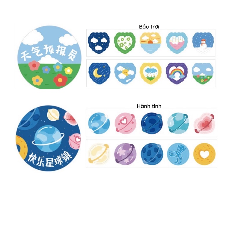 Băng Keo Washi Tape Trang Trí Sổ Tay Hoạ Tiết Hoạt Hình Đáng Yêu