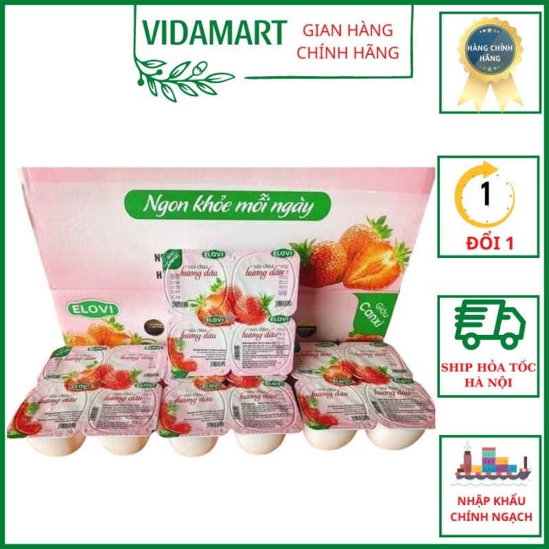 Sữa Chua Elovi 70gr Có Đường Thùng 48 Hộp Date Mới Nhất Tăng Cường Sức Đề Kháng (vidamart)