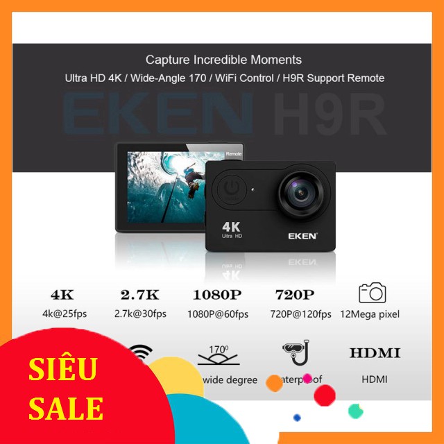[SiêuRẻ] Camera thể thao, camera hành trình Eken H9R(có remote) version 8.1, bảo hành 12 tháng tặng filter đỏ và tripod  | BigBuy360 - bigbuy360.vn